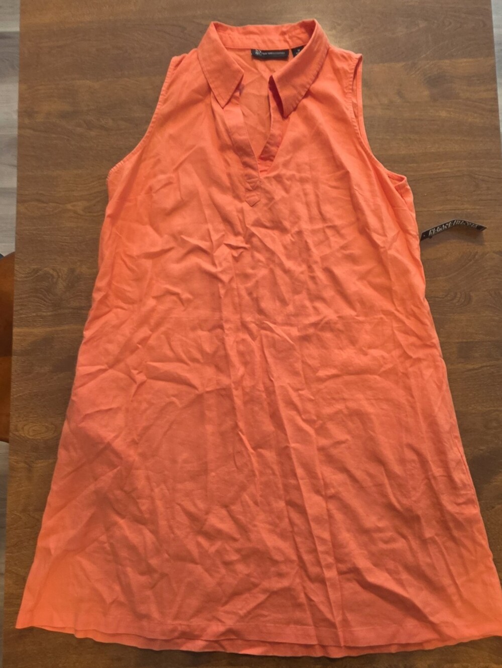 New York & Company Orange Sleeveless Dress With Collar